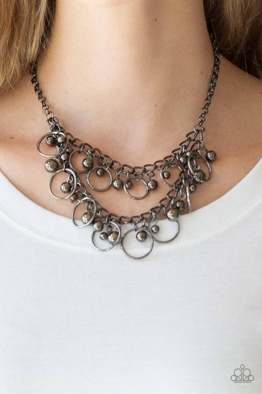 Warning Bells - Black Gunmetal Necklace - Paparazzi Accessories - GlaMarous Titi Jewels