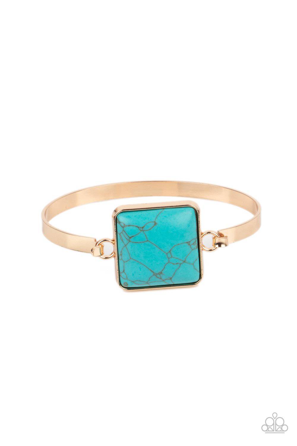 Turning a CORNERSTONE - Gold and Turquoise Bracelet - Paparazzi Accessories - GlaMarous Titi Jewels