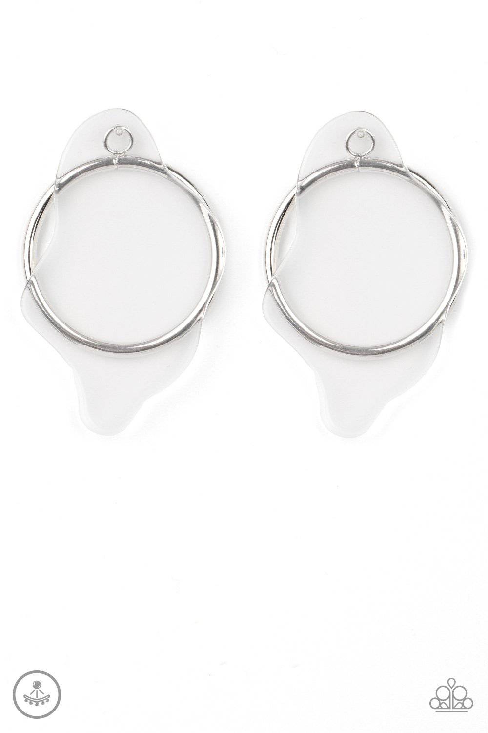 Clear The Way! - White Acrylic Earrings - Paparazzi Accessories - GlaMarous Titi Jewels