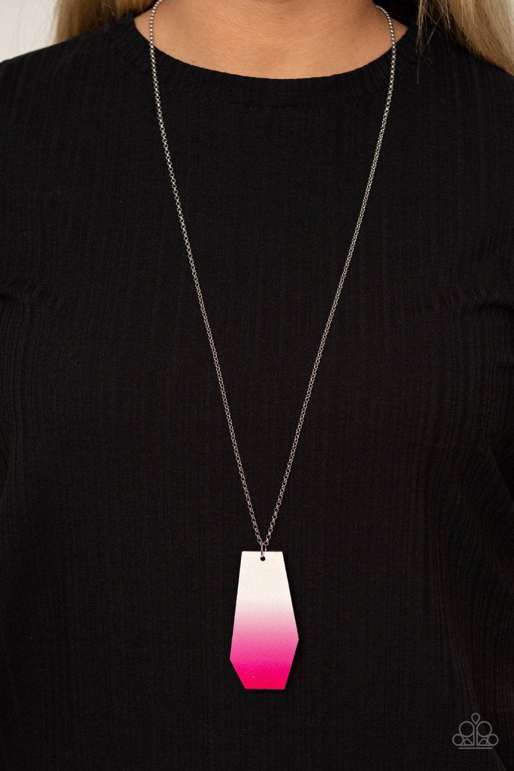 Watercolor Skies - Pink Wooden Necklace - Paparazzi Accessories - GlaMarous Titi Jewels