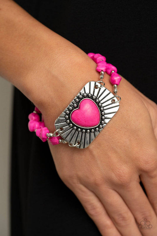 Sandstone Sweetheart - Pink Bracelet - Paparazzi Accessories - GlaMarous Titi Jewels