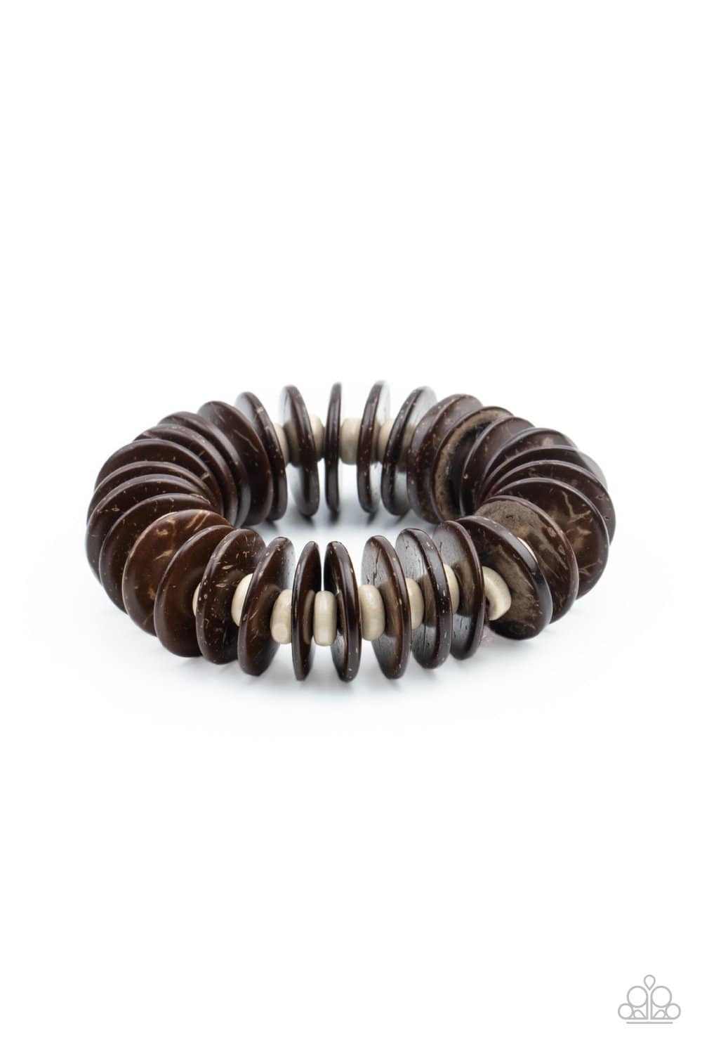 Caribbean Reefs - Brown Wooden Stretchy Bracelet - Paparazzi Accessories - GlaMarous Titi Jewels