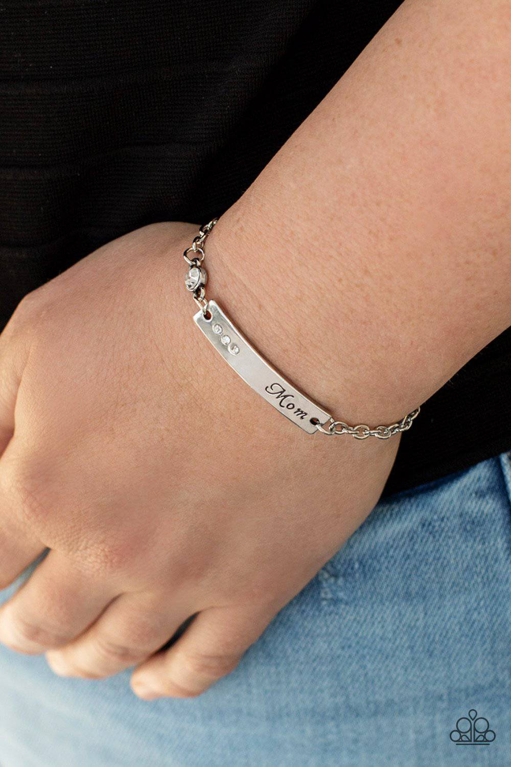 Mom Always Knows - White Rhinestone Bracelet - Paparazzi Accessories - GlaMarous Titi Jewels
