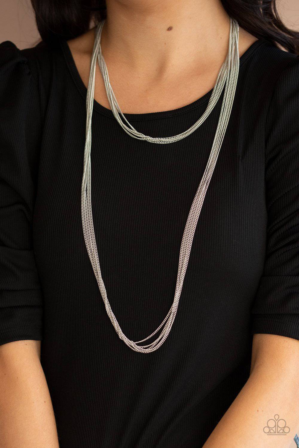 Save Your TIERS - Silver Chain Layer Necklace - Paparazzi Accessories - GlaMarous Titi Jewels