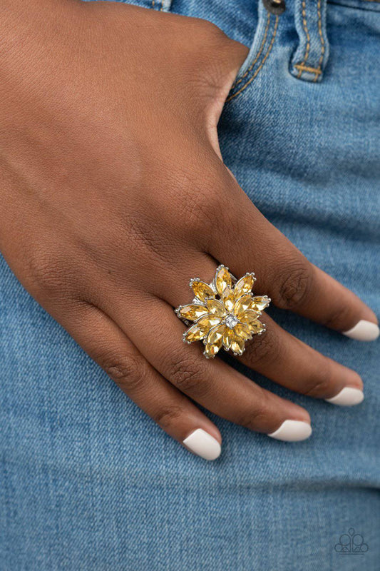 Am I GLEAMing? - Yellow Rhinestone Ring - Paparazzi Accessories - GlaMarous Titi Jewels