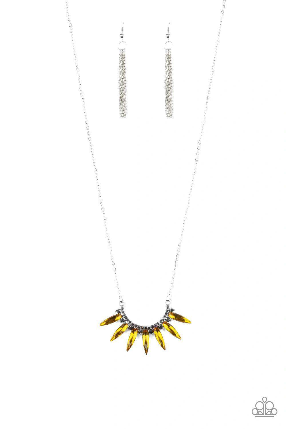 Empirical Elegance - Yellow Rhinestone Necklace - Paparazzi Accessories - GlaMarous Titi Jewels