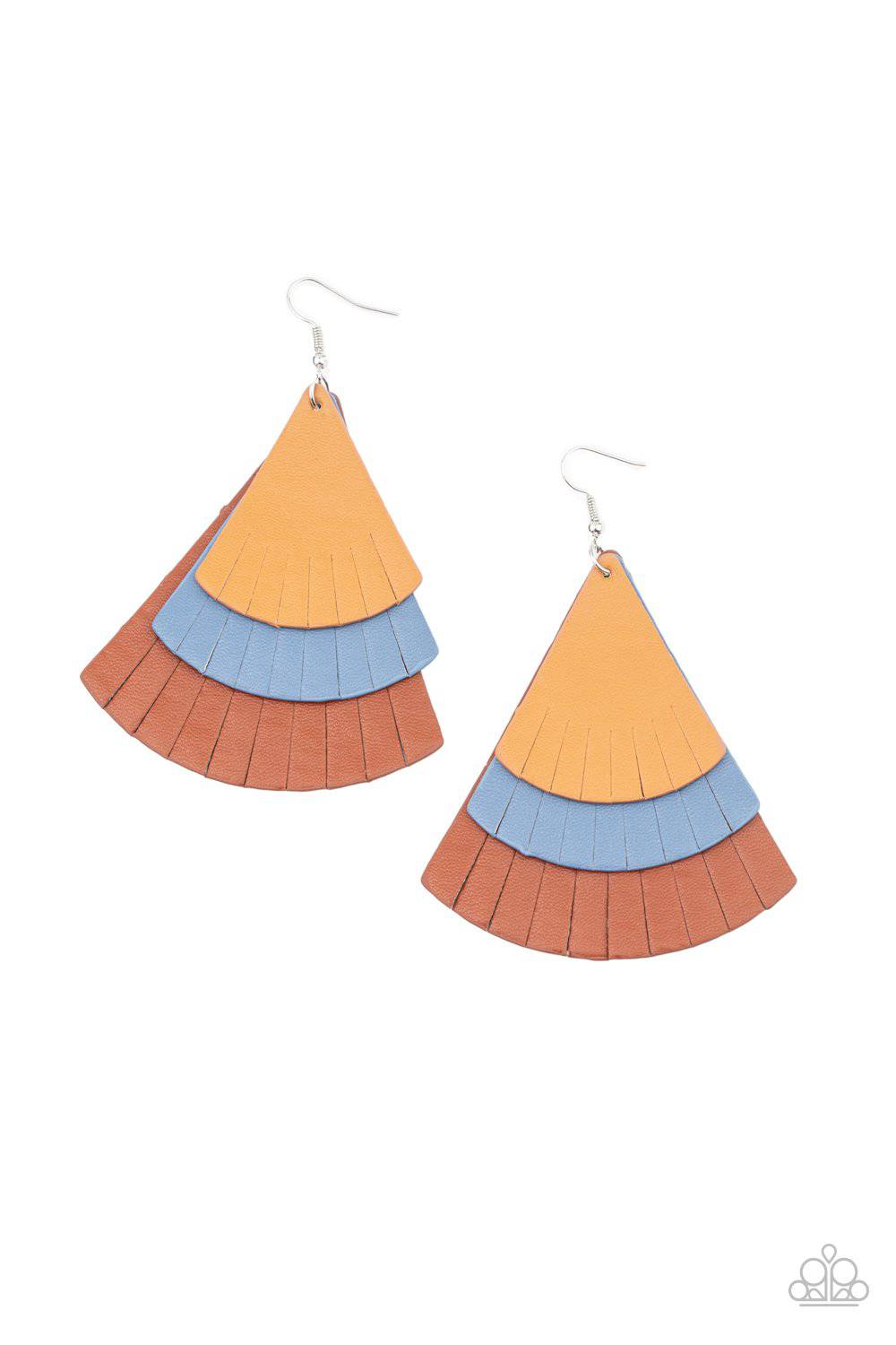 Huge Fanatic - Multi Triangular Leather Earrings - Paparazzi Accessories - GlaMarous Titi Jewels