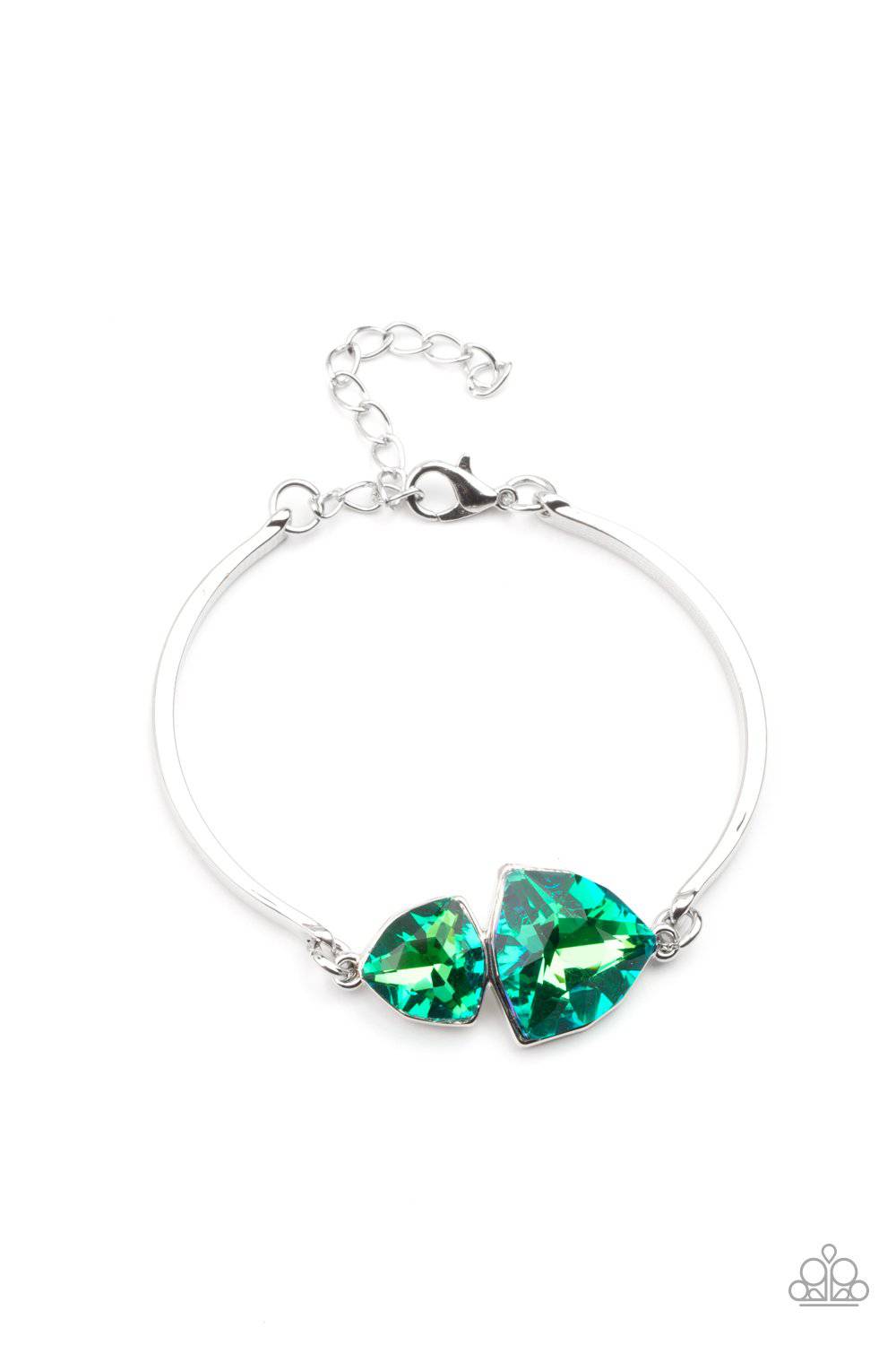 Deep Space Shimmer - Green Iridescent Rhinestone Bracelet - Paparazzi Accessories - GlaMarous Titi Jewels