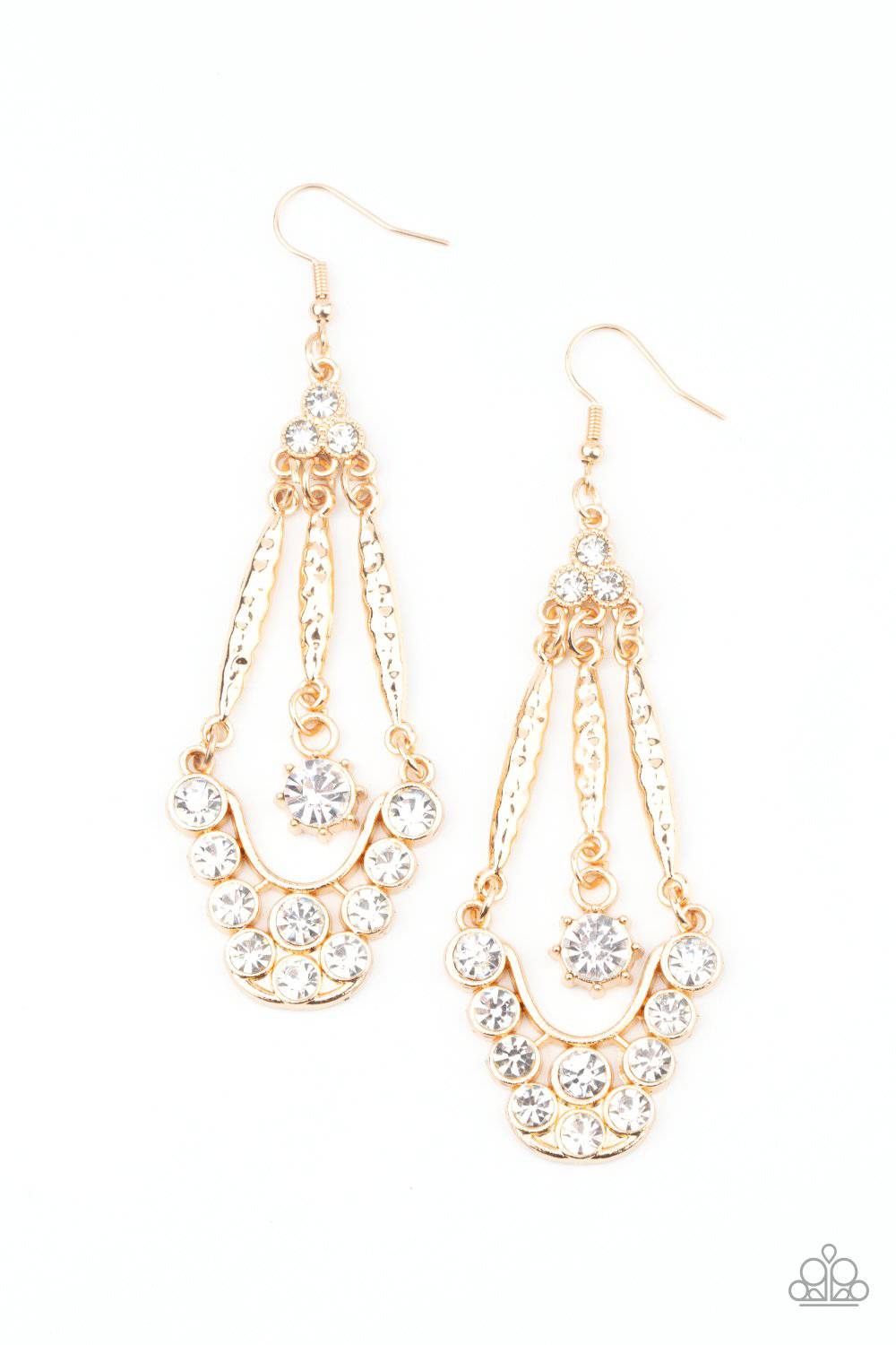 High-Ranking Radiance - Gold Rhinestone Earrings - Paparazzi Accessories - GlaMarous Titi Jewels