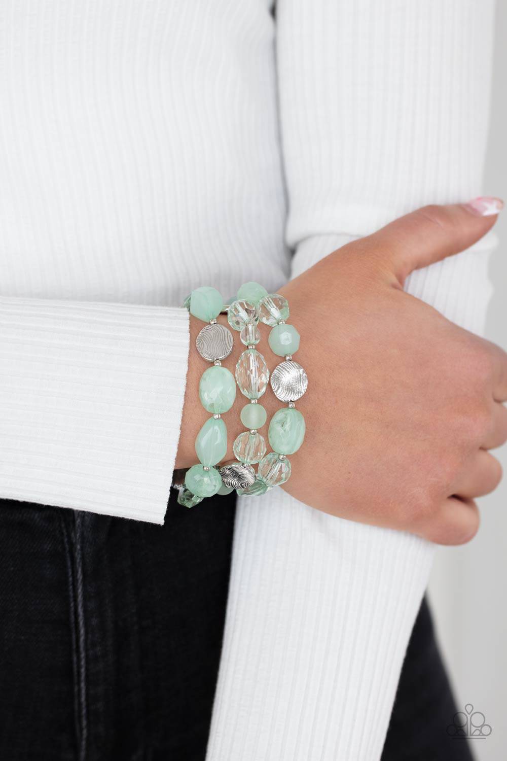 Oceanside Bliss - Green Bracelet - Paparazzi Accessories - GlaMarous Titi Jewels