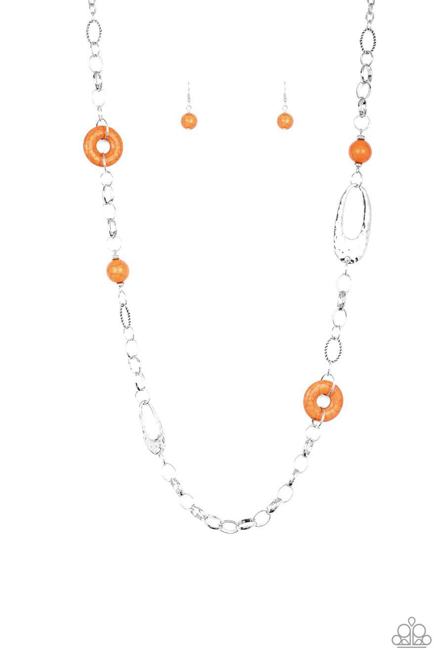 Artisan Artifact - Orange & Silver Necklace - Paparazzi Accessories - GlaMarous Titi Jewels