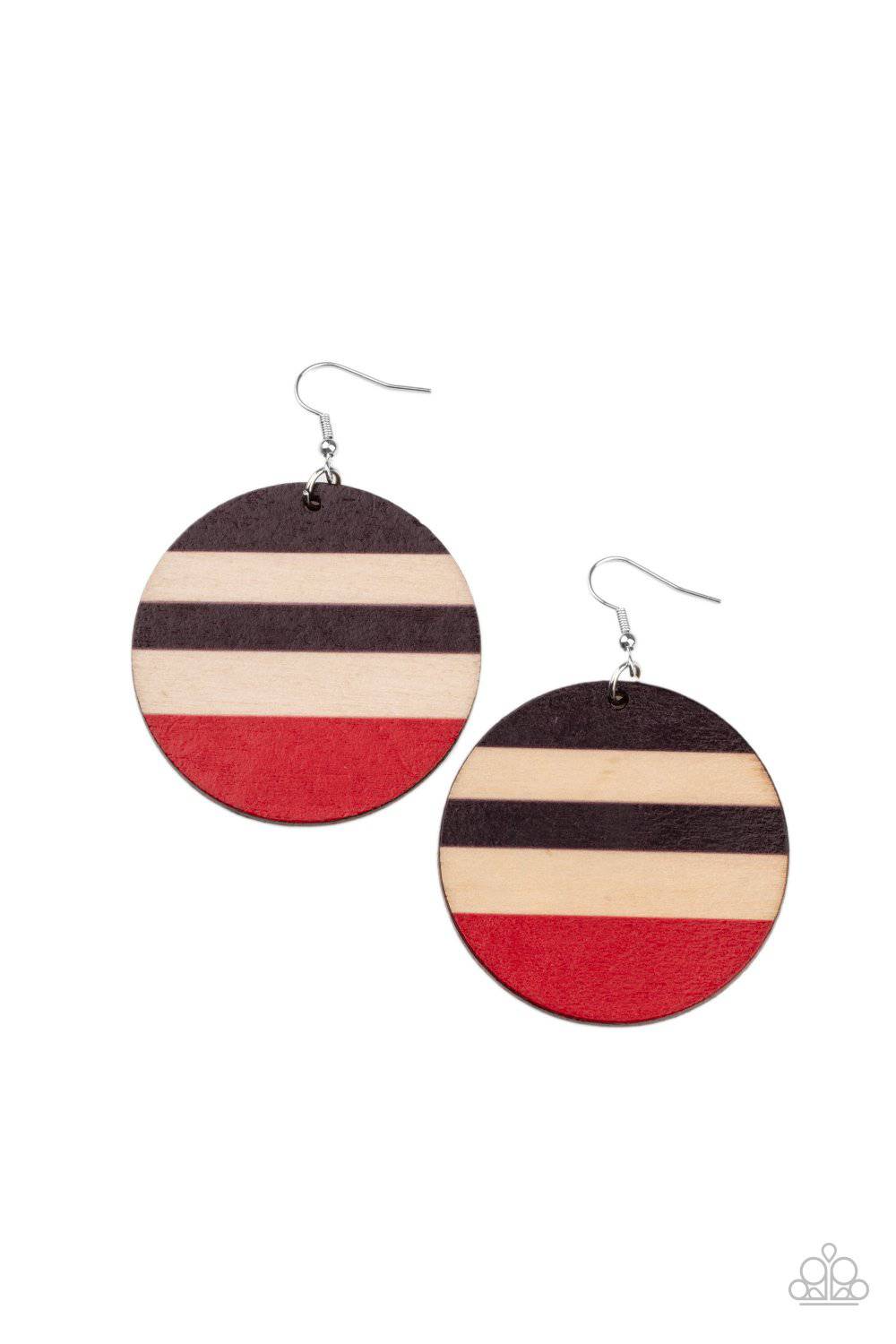 Yacht Party - Red Wooden Earrings - Paparazzi Accessories - GlaMarous Titi Jewels