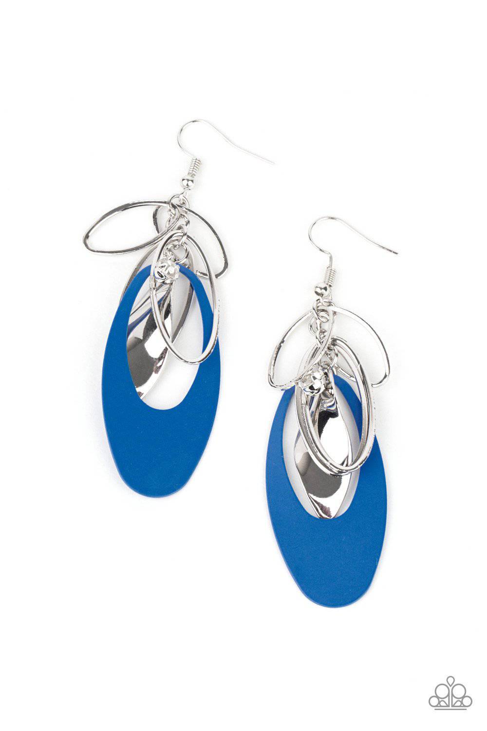 Ambitious Allure - Blue and Rhinestone Earrings - Paparazzi Accessories - GlaMarous Titi Jewels