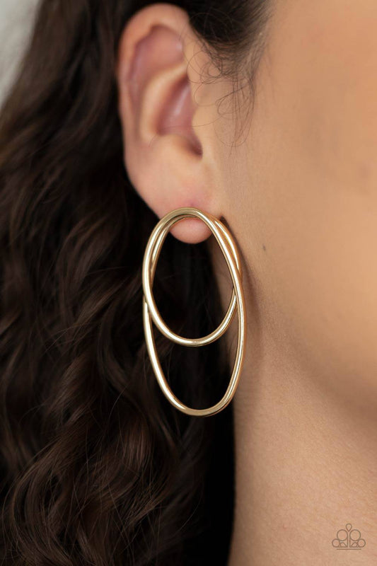 So OVAL-Dramatic - Gold Earrings - Paparazzi Accessories - GlaMarous Titi Jewels