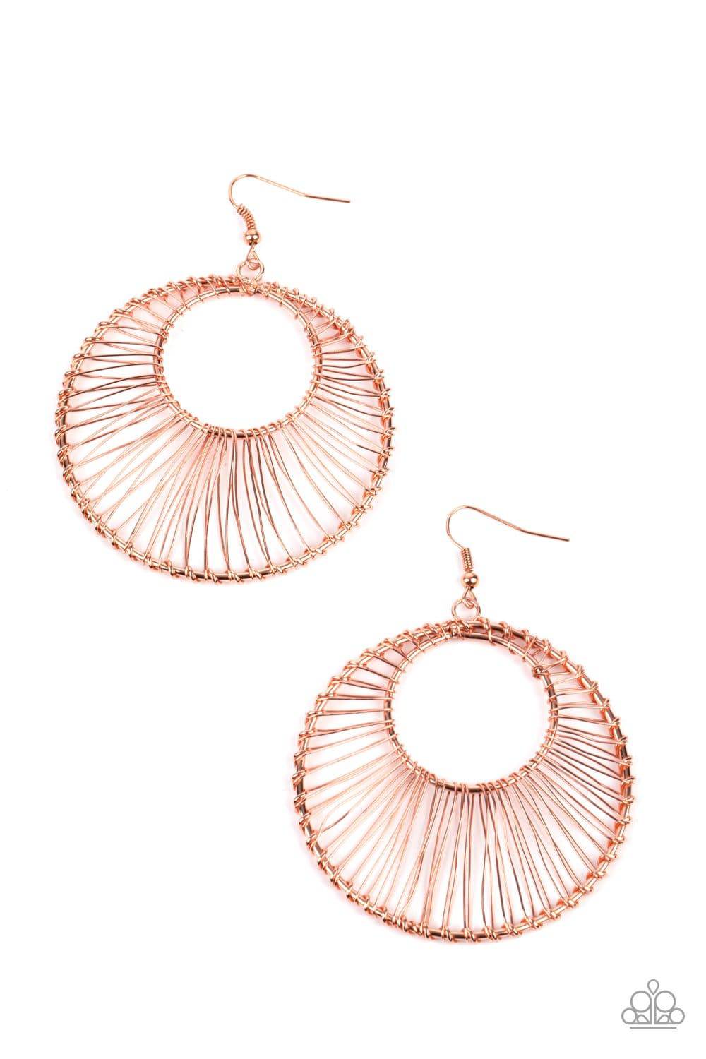 Artisan Applique - Copper Wire Hoop Earrings - Paparazzi Accessories - GlaMarous Titi Jewels