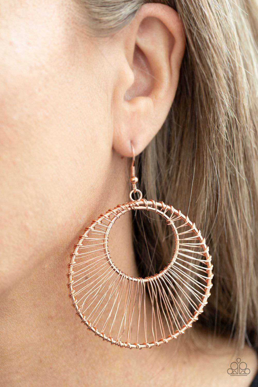 Artisan Applique - Copper Wire Hoop Earrings - Paparazzi Accessories - GlaMarous Titi Jewels