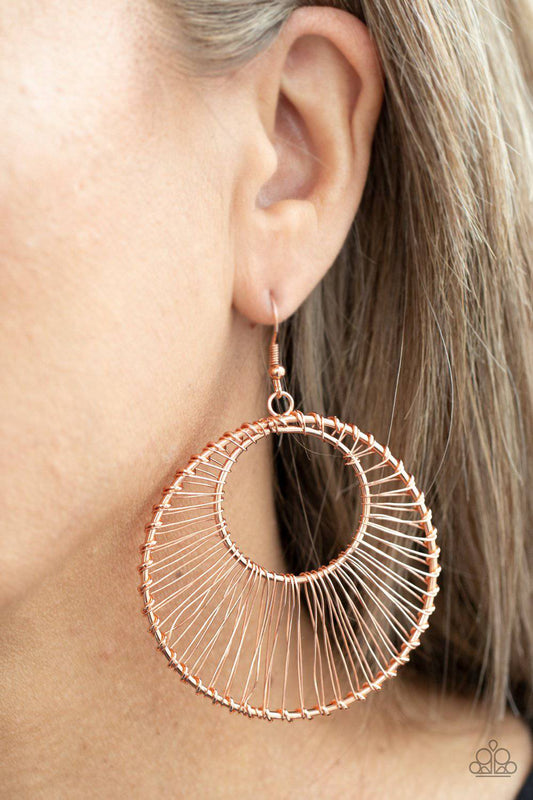 Artisan Applique - Copper Wire Hoop Earrings - Paparazzi Accessories - GlaMarous Titi Jewels