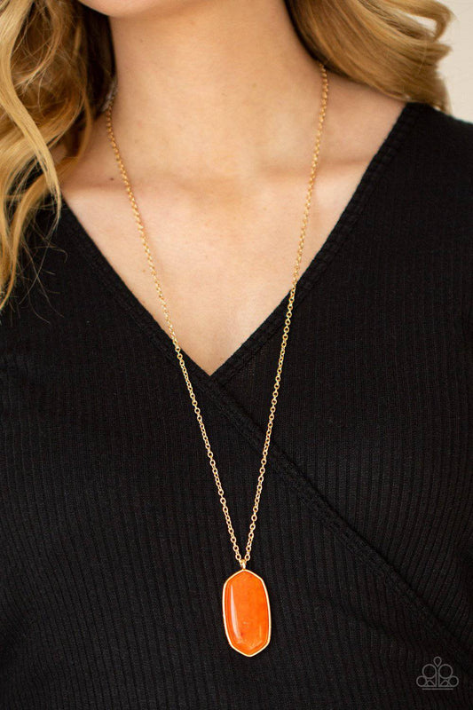 Elemental Elegance - Orange Stone Necklace - Paparazzi Accessories - GlaMarous Titi Jewels