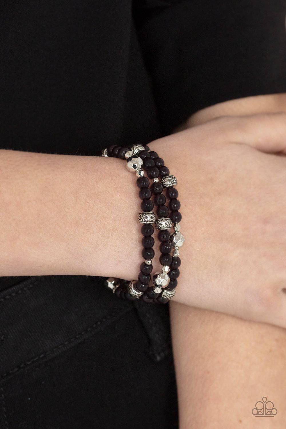 Here to STAYCATION - Black Beads Bracelet - Paparazzi Accessories - GlaMarous Titi Jewels