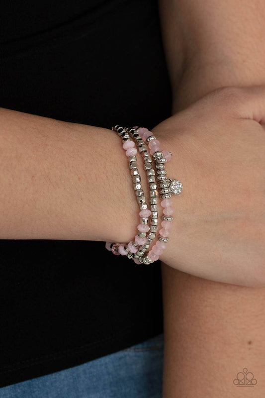 Glacial Glimmer - Pink Crystal-like Beads Bracelet - Paparazzi Accessories - GlaMarous Titi Jewels
