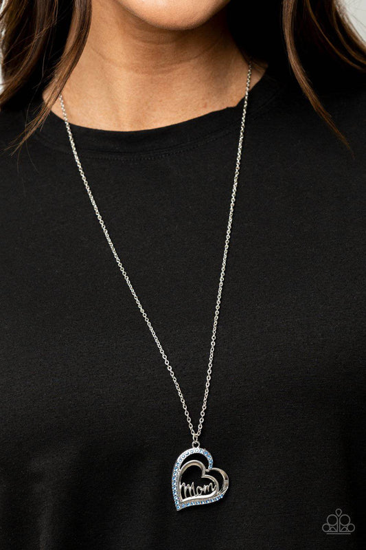 A Mothers Heart - Blue Rhinestone Necklace - Paparazzi Accessories - GlaMarous Titi Jewels
