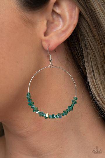 Glimmering Go-Getter - Green Iridescent Earrings- Paparazzi Accessories - GlaMarous Titi Jewels