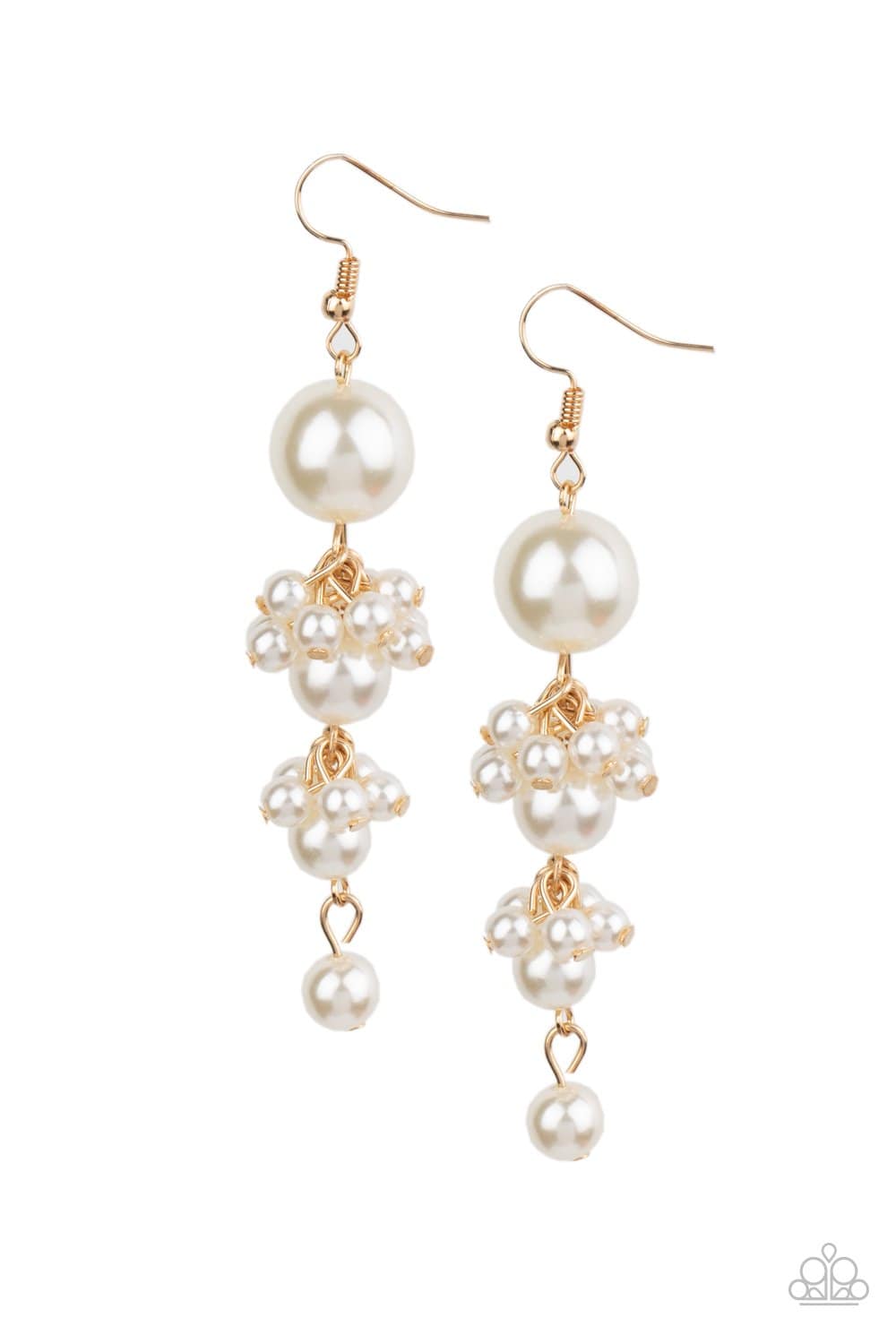 Ageless Applique - Gold and Pearl Earrings - Paparazzi Accessories - GlaMarous Titi Jewels