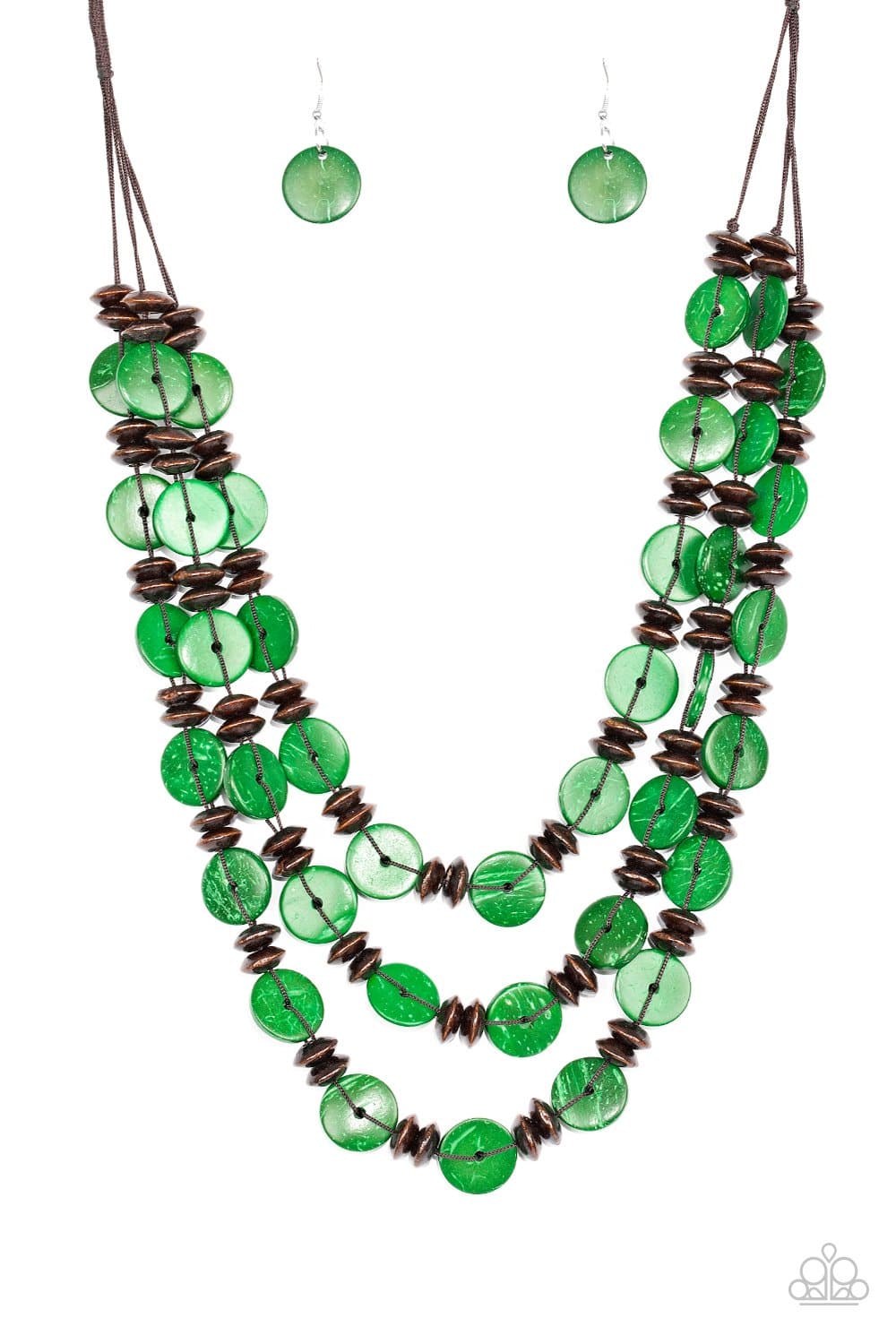 Key West Walkabout - Green Wooden Necklace - Paparazzi Accessories - GlaMarous Titi Jewels