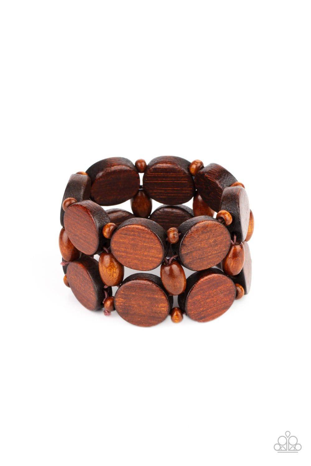 Beach Bravado - Brown Wooden Bracelet - Paparazzi Accessories - GlaMarous Titi Jewels