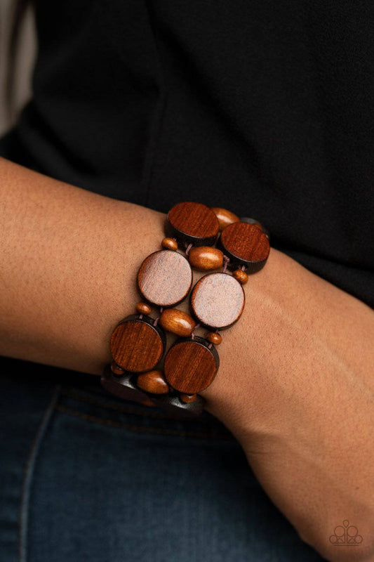 Beach Bravado - Brown Wooden Bracelet - Paparazzi Accessories - GlaMarous Titi Jewels