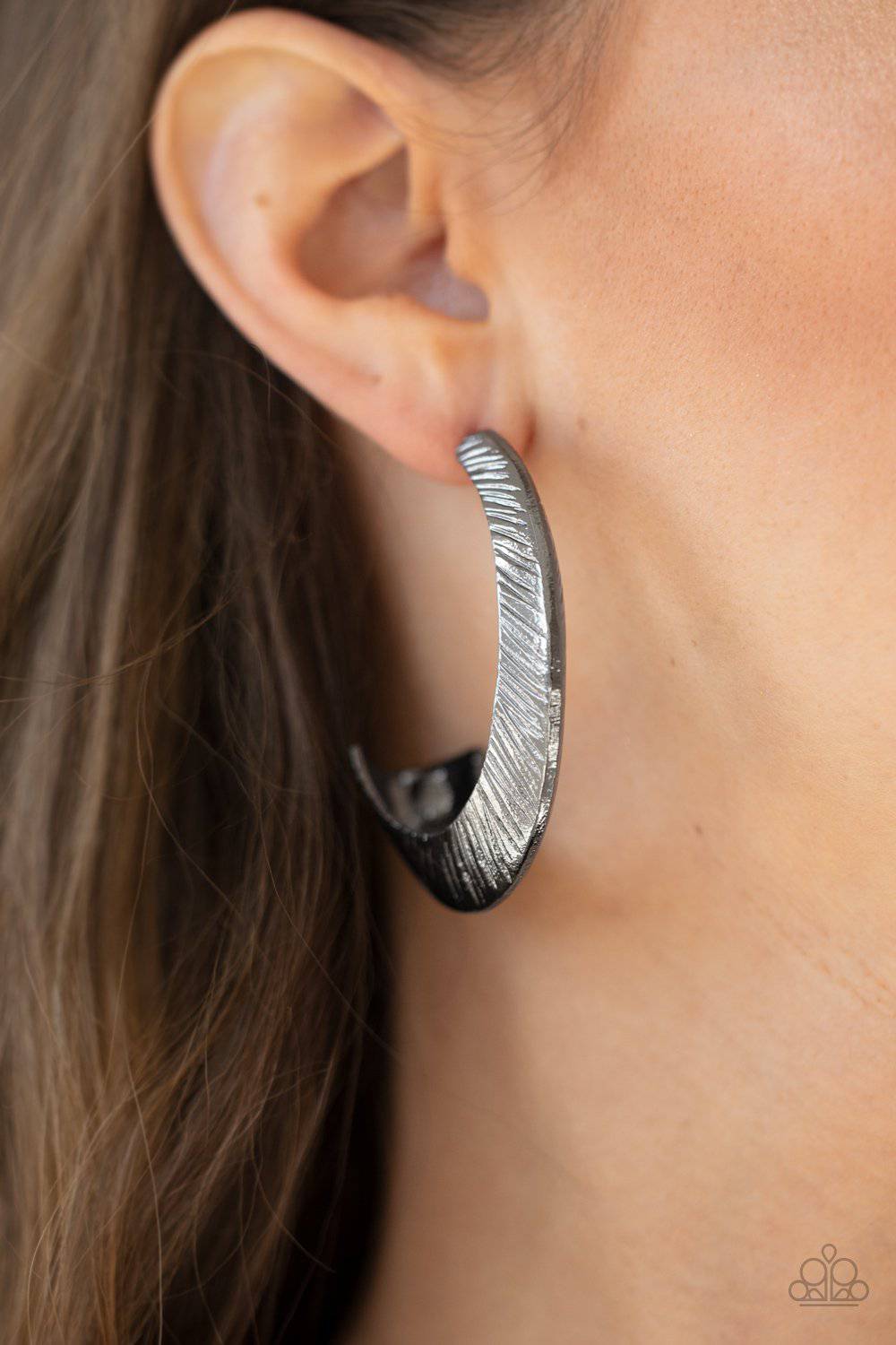 I Double FLARE You - Black Gunmetal Hoop Earrings - Paparazzi Accessories - GlaMarous Titi Jewels