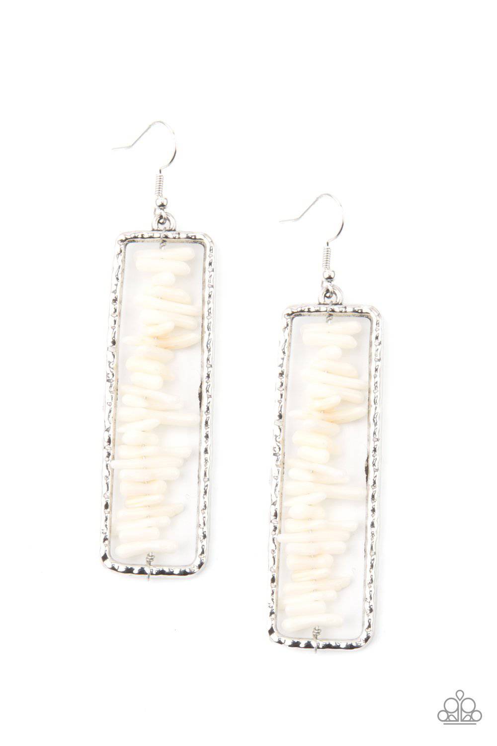 Dont QUARRY, Be Happy - White Earrings - Paparazzi Accessories - GlaMarous Titi Jewels