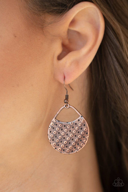 Im Sensing a Pattern Here - Copper Earrings - Paparazzi Accessories - GlaMarous Titi Jewels