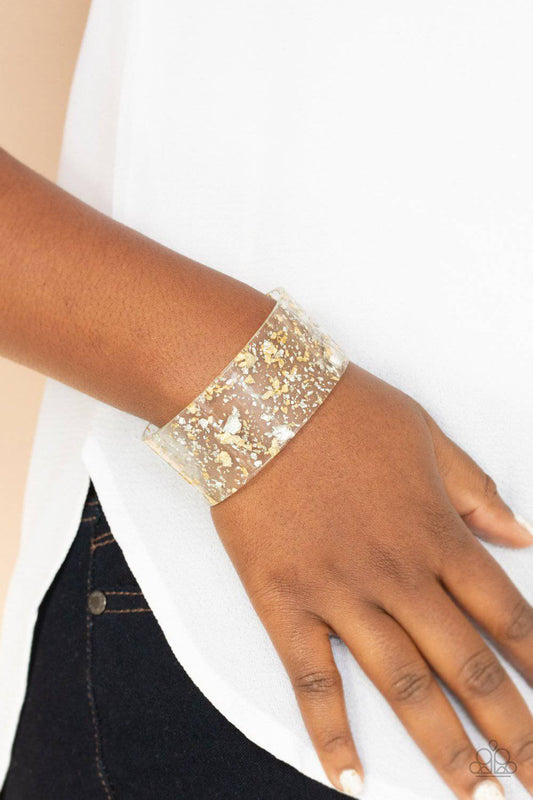 Snap, Crackle, Pop! - Multi Gold and Silver Cuff Bracelet - Paparazzi Accessories - GlaMarous Titi Jewels