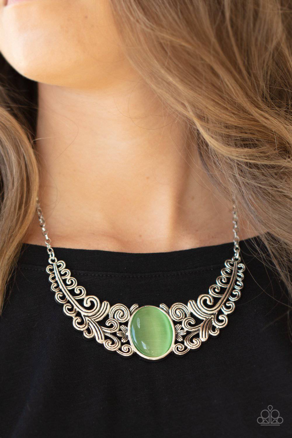 Celestial Eden - Green Cat's Eye Necklace - Paparazzi Accessories - GlaMarous Titi Jewels