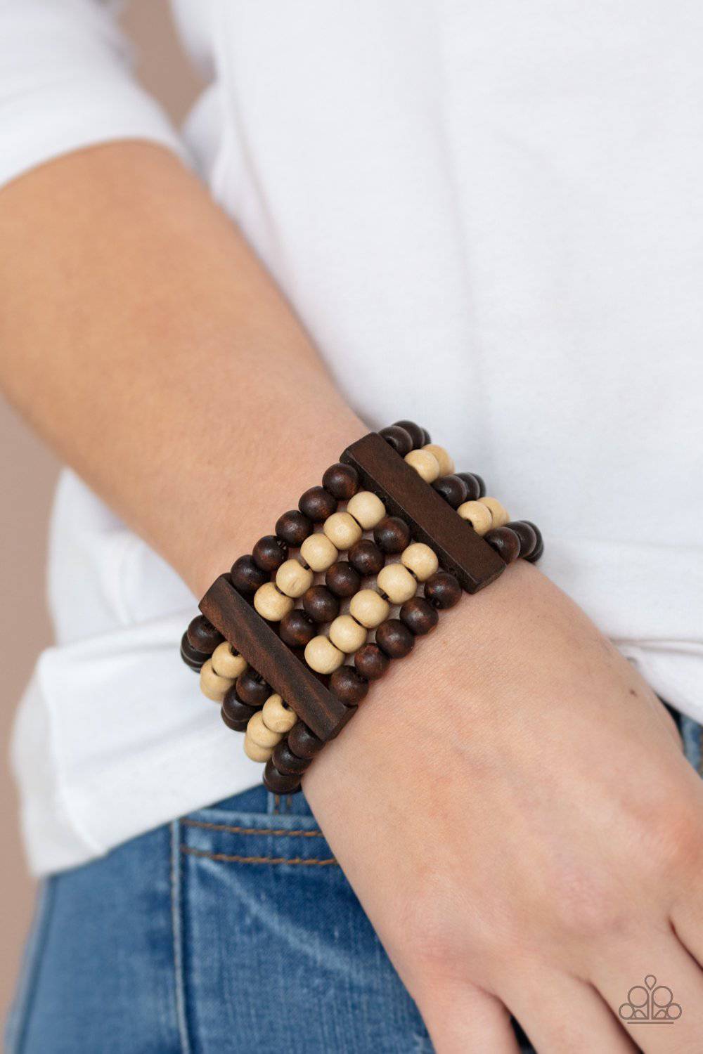 Caribbean Catwalk - Brown Wooden Bracelet - Paparazzi Accessories - GlaMarous Titi Jewels