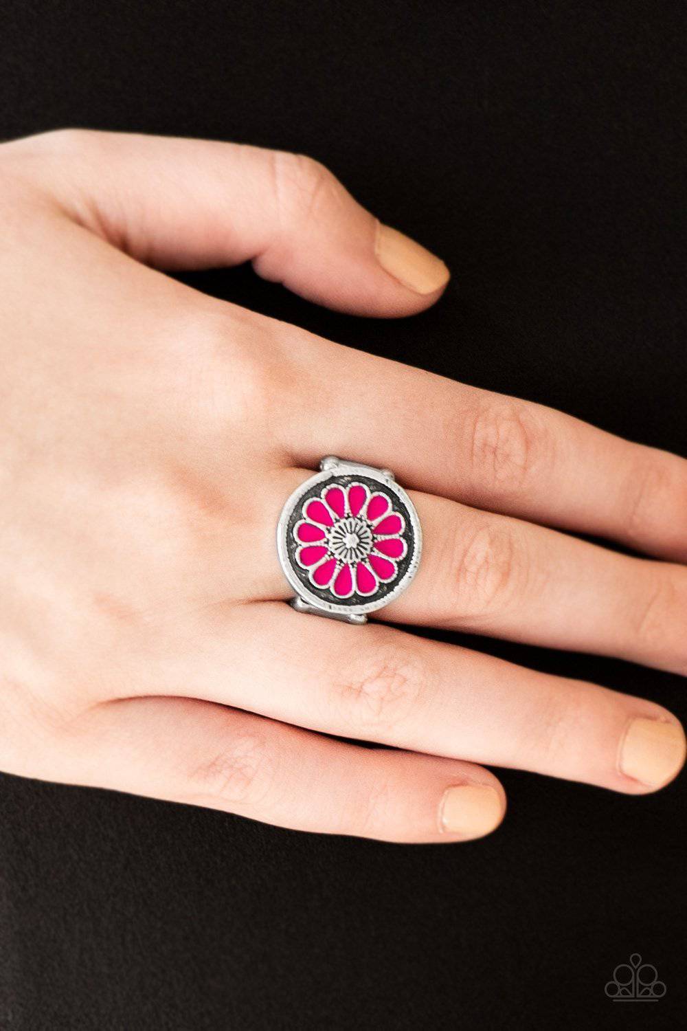 Garden View - Pink Floral Ring - Paparazzi Accessories - GlaMarous Titi Jewels