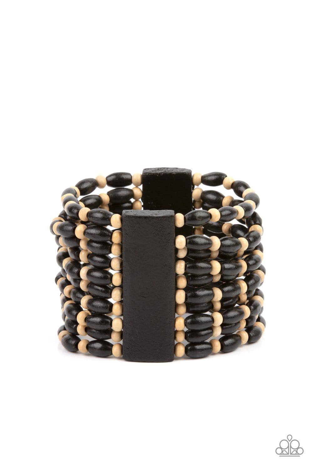 Cayman Carnival - Black Wooden Bracelet - Paparazzi Accessories - GlaMarous Titi Jewels