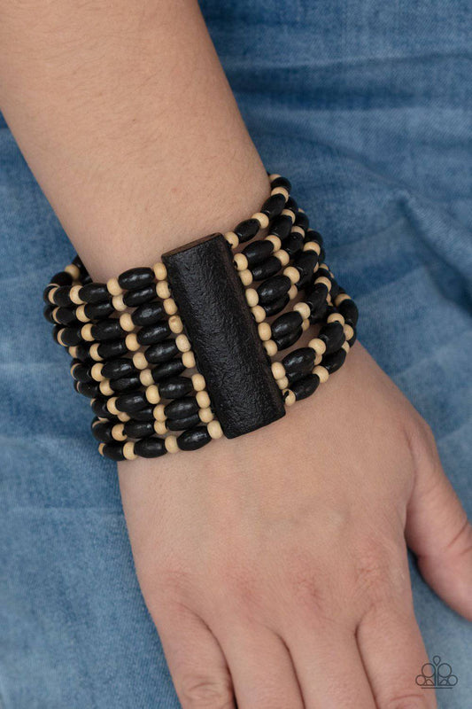 Cayman Carnival - Black Wooden Bracelet - Paparazzi Accessories - GlaMarous Titi Jewels
