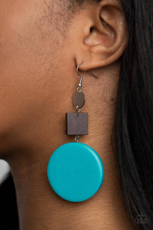 Modern Materials - Blue Wooden Earrings - Paparazzi Accessories - GlaMarous Titi Jewels