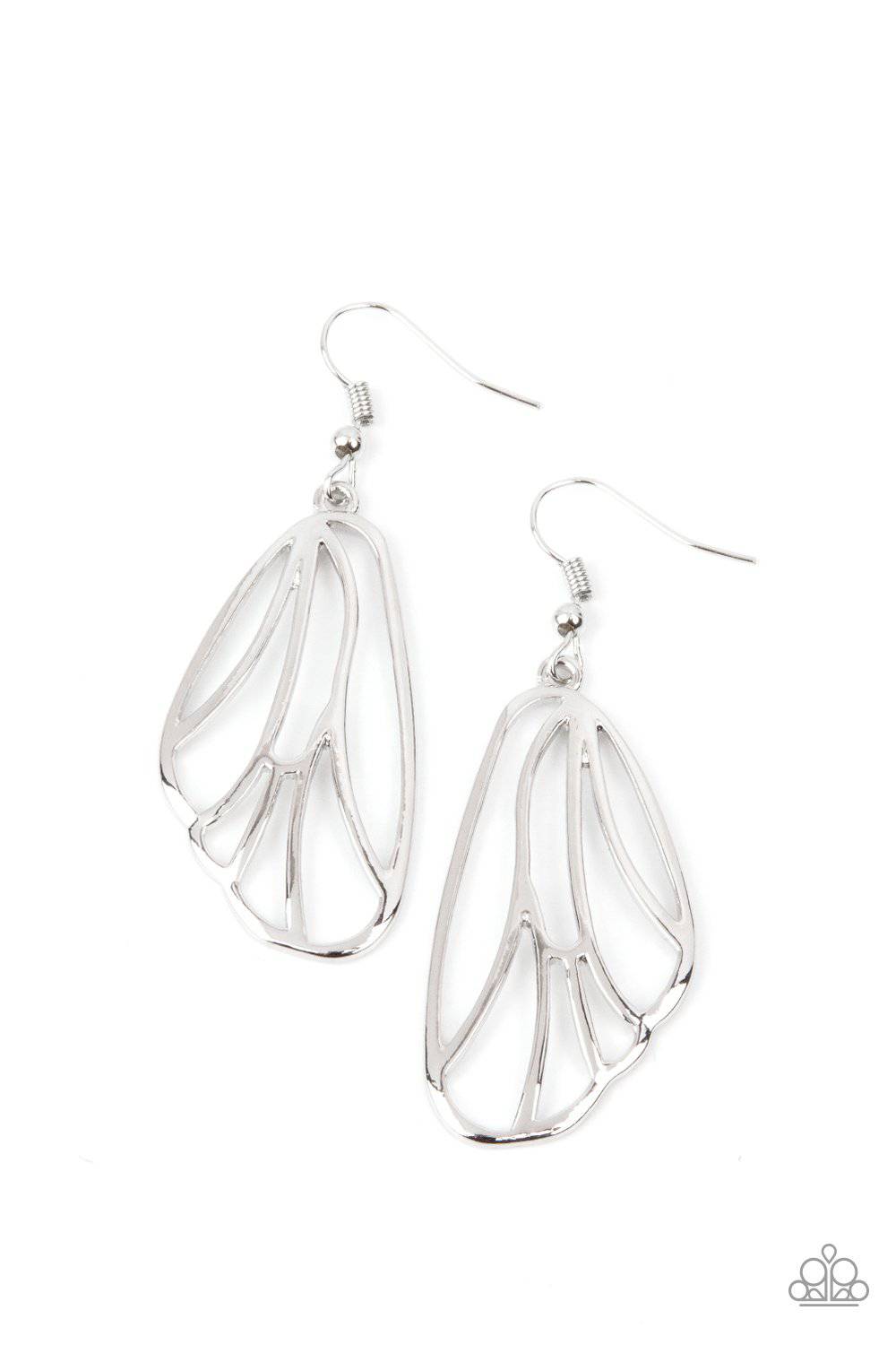 Turn Into A Butterfly - Silver Earring - Paparazzi Accessories - GlaMarous Titi Jewels