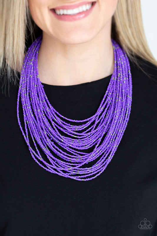 Rio Rainforest - Purple Seed Bead Necklace - Paparazzi Accessories - GlaMarous Titi Jewels