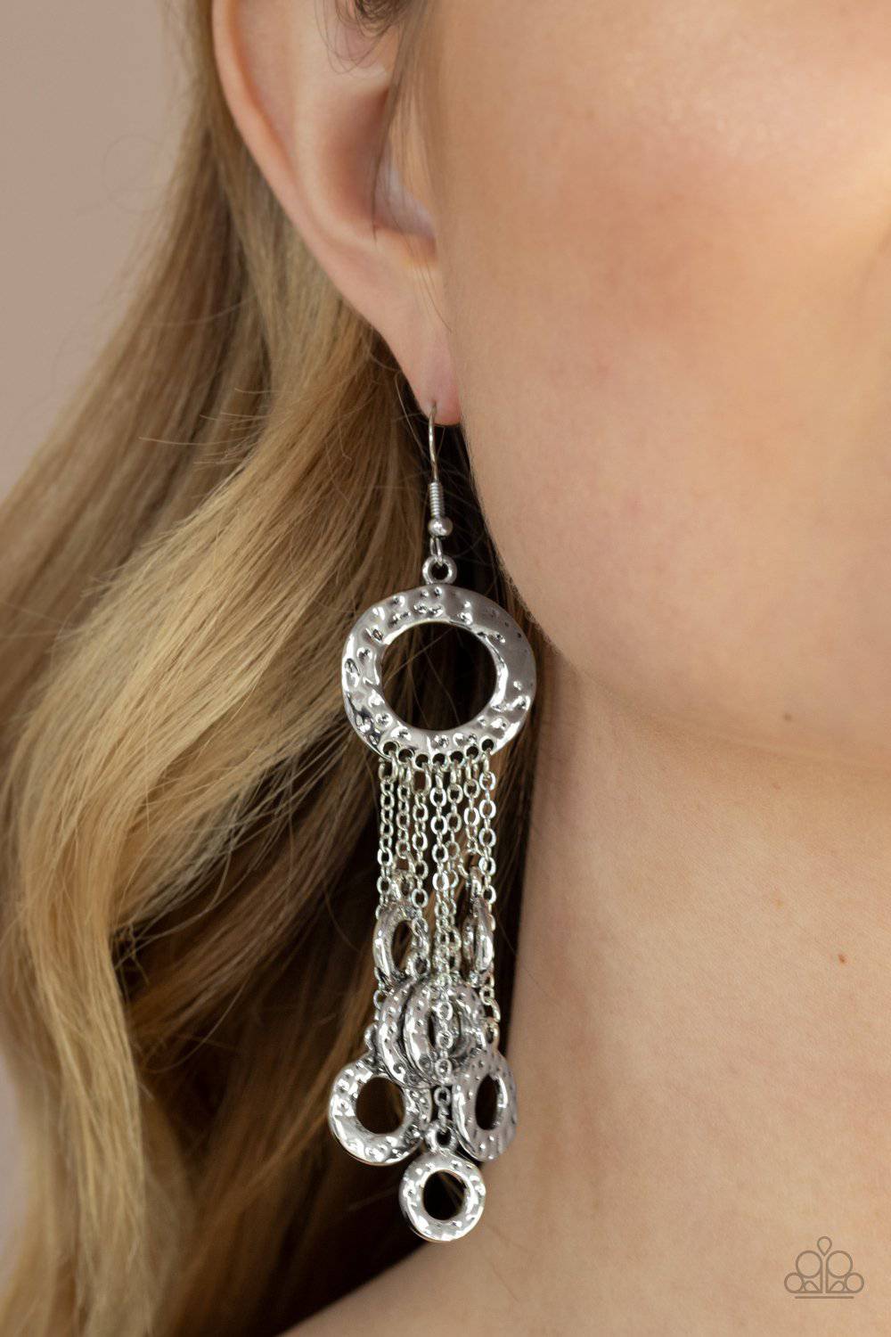 Right Under Your NOISE - Silver Fringe Earrings - Paparazzi Accessories - GlaMarous Titi Jewels