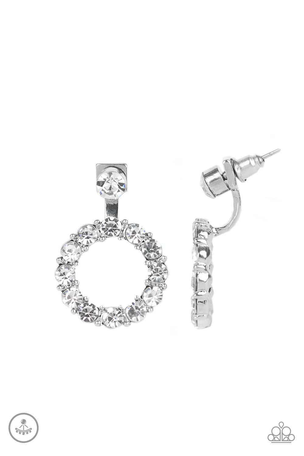 Diamond Halo - White Rhinestone Earrings - Paparazzi Accessories - GlaMarous Titi Jewels