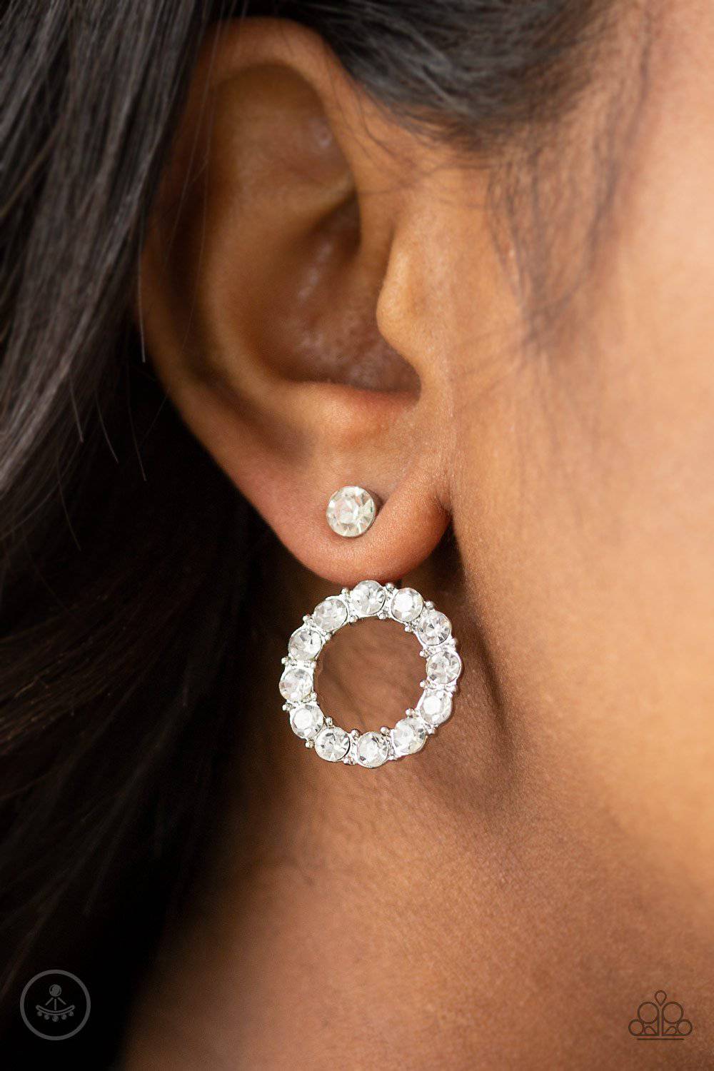 Diamond Halo - White Rhinestone Earrings - Paparazzi Accessories - GlaMarous Titi Jewels