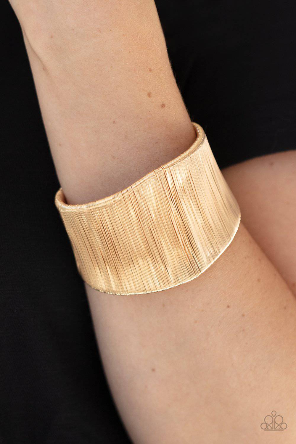 Hot Wired Wonder - Gold Cuff Bracelet - Paparazzi Accessories - GlaMarous Titi Jewels