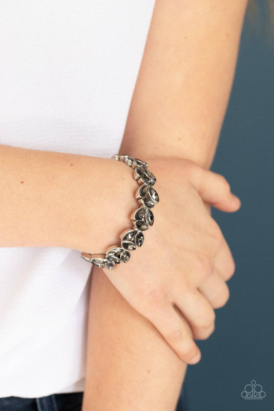 Gilded Gardens - Silver Smoky Rhinestone Bracelet - Paparazzi Accessories - GlaMarous Titi Jewels