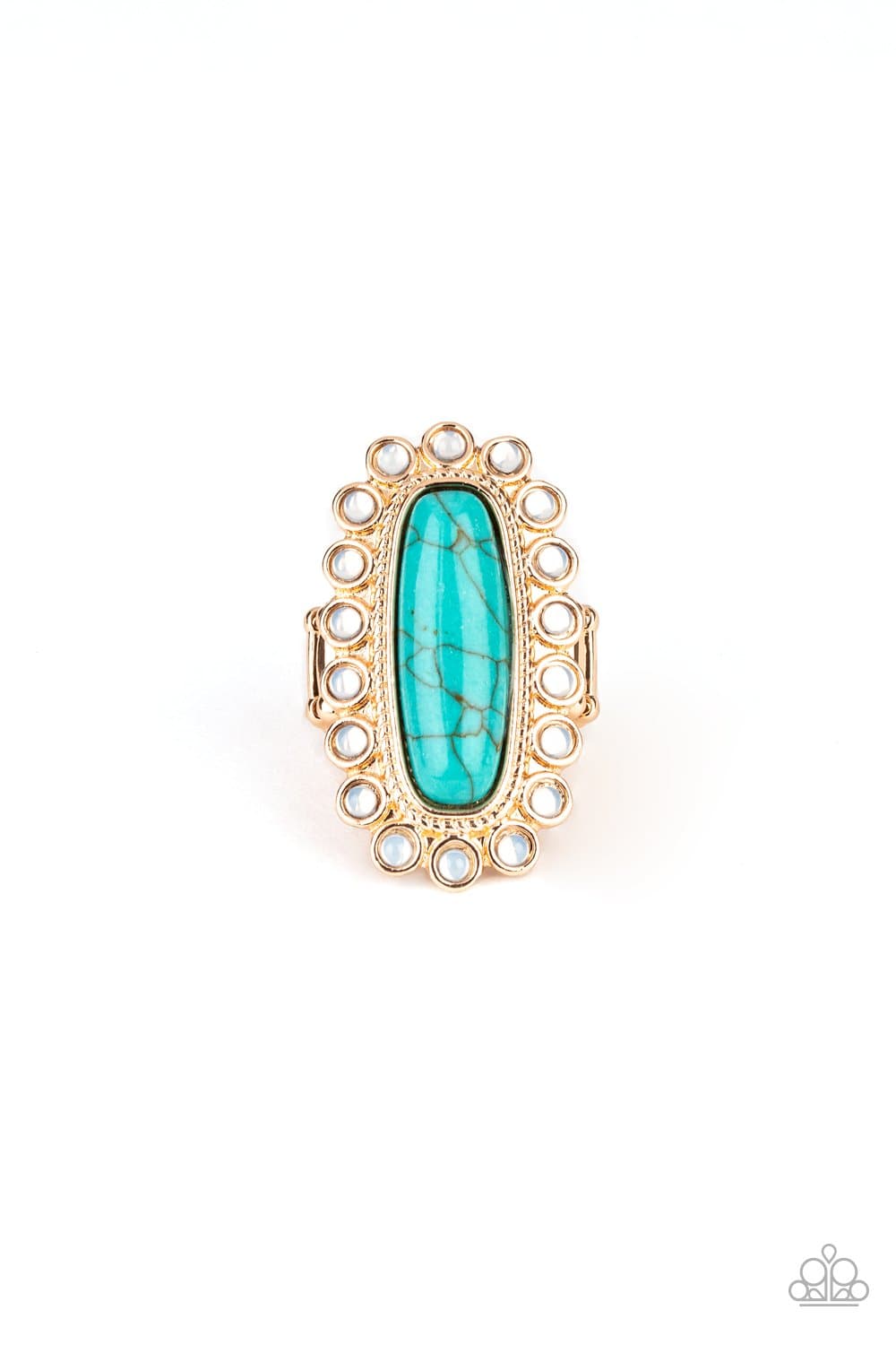 Mystic Oasis - Gold and Turquoise Stone Ring - Paparazzi Accessories - GlaMarous Titi Jewels
