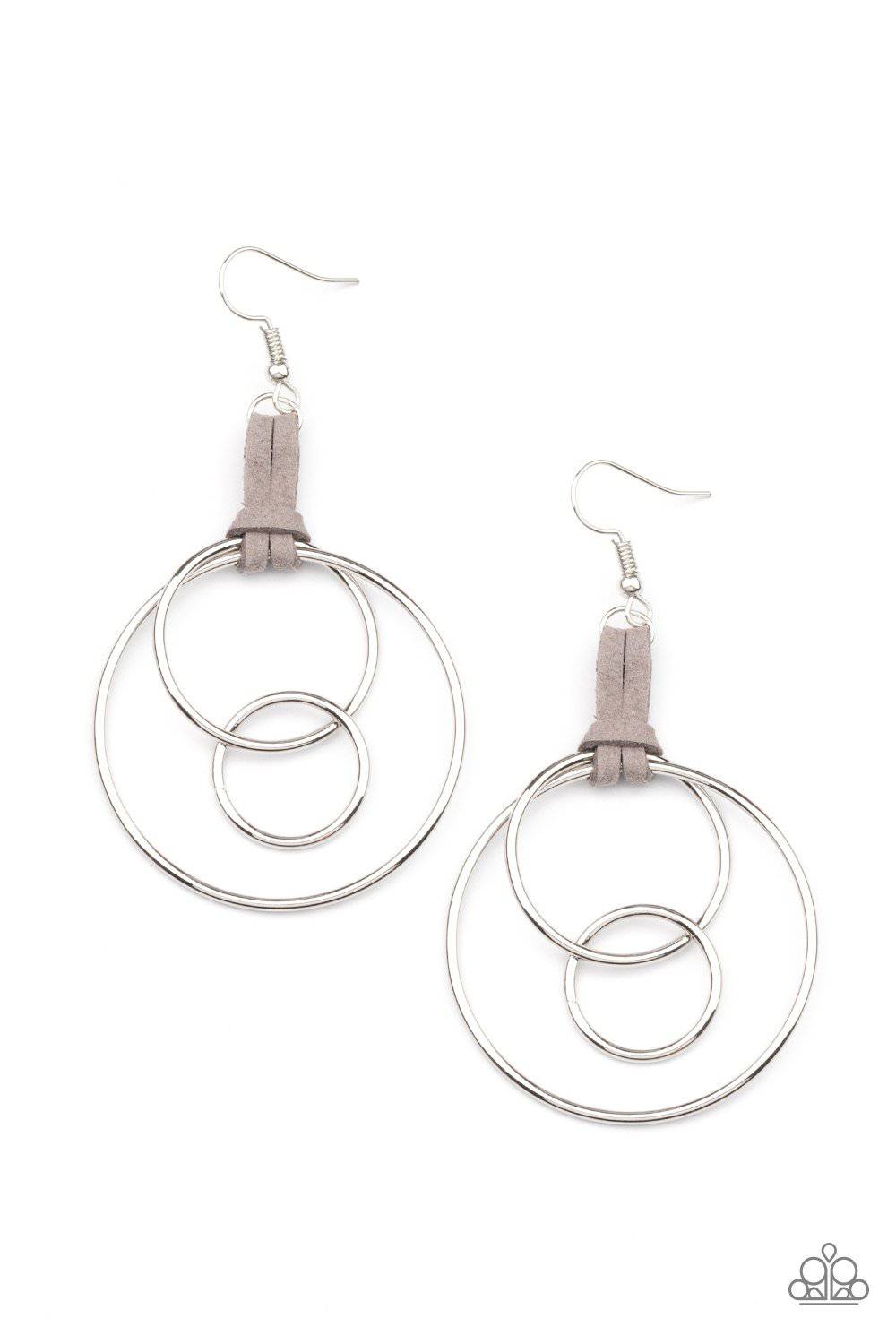 Fearless Fusion - Silver Suede Knot Earrings - Paparazzi Accessories - GlaMarous Titi Jewels