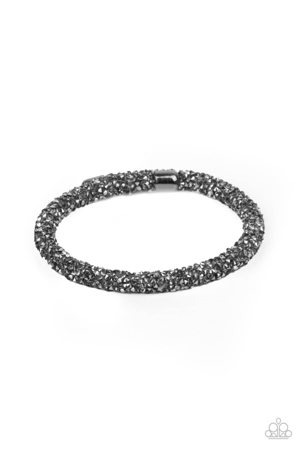Roll Out The Glitz - Black Hematite Smoky Rhinestone Bracelet - Paparazzi Accessories - GlaMarous Titi Jewels